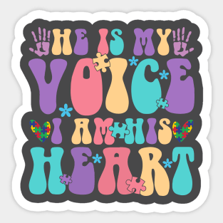 He is my voice I am his heart Autism Awareness Gift for Birthday, Mother's Day, Thanksgiving, Christmas Sticker